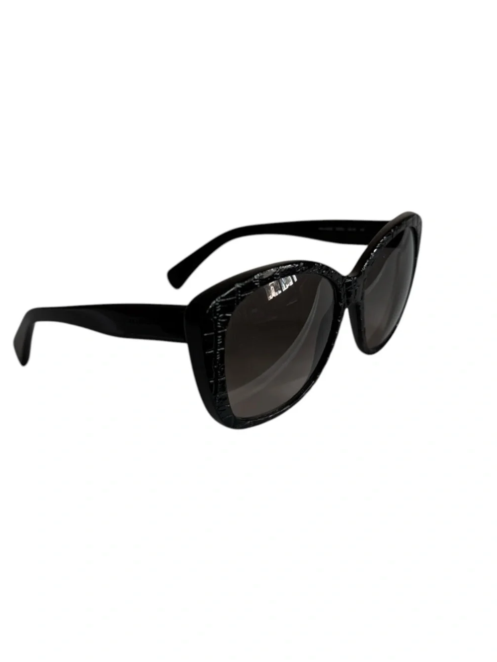 Alexander McQueen AMQ 4193/S Black Croc Textured Sunglasses Italy